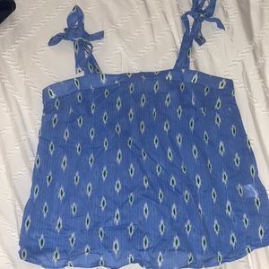 blue j crew ikat tie tank